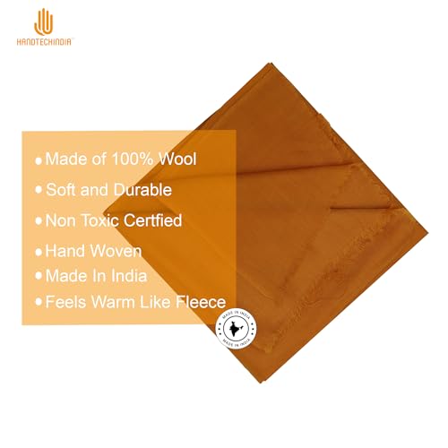 Handmade Wool Meditation Shawl Yoga Prayer Shawl For Spiritual Healing Practice Wrap Blanket for Men &Women - color: Marigold