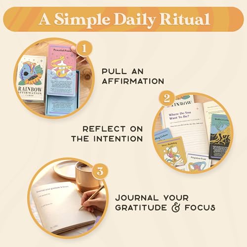 PURPLE CANYON Intention Journal & Rainbow Affirmation Deck – 52-Week Guided Gratitude Journal with Meditations, Goal Setting & Daily Mindfulness Cards - style: Journal & Deck Duo