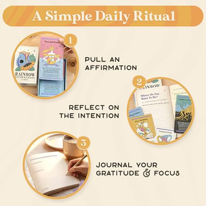 PURPLE CANYON Intention Journal & Rainbow Affirmation Deck – 52-Week Guided Gratitude Journal with Meditations, Goal Setting & Daily Mindfulness Cards - style: Journal & Deck Duo