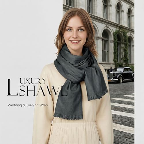 Shawl Wraps for Women Pashmina Shawls and Wraps for Evening Dresses Large Soft Scarf Winter Scarf Wedding Shawl… - color: Dark Grey