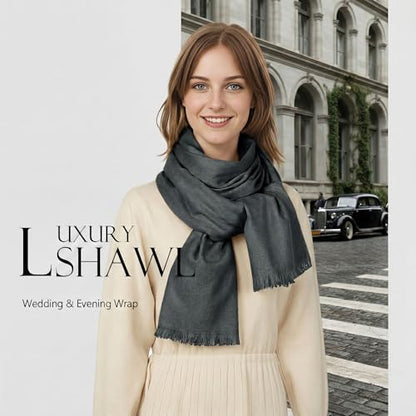 Shawl Wraps for Women Pashmina Shawls and Wraps for Evening Dresses Large Soft Scarf Winter Scarf Wedding Shawl… - color: Dark Grey