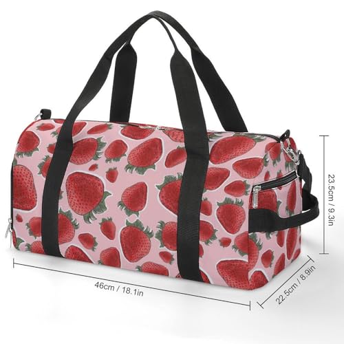 Strawberry Fruit Pink Large Capacity Portable Fitness Bag, Easy to Carry - color: Strawberry Fruit Pink