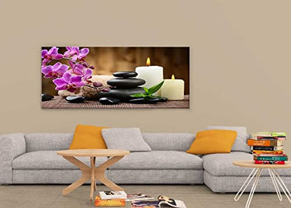 Homemania Stones Zen Picture for Living Room Bedroom – Multi-Coloured Polyester, Wood, 70 x 3 x 100 cm, Multicoloured