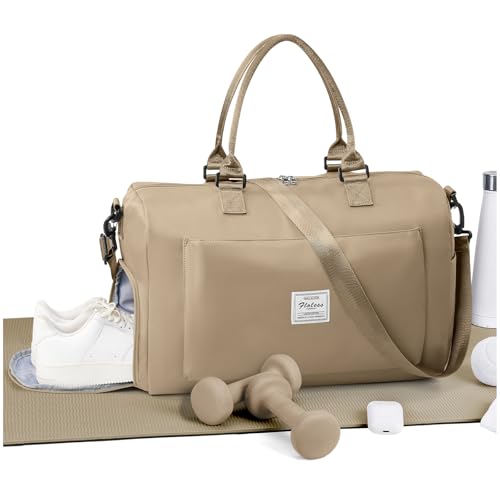 Gym Bag for Women Men Duffle Bags for Travel with Shoe Compartment Shoulder Weekender Overnight Carry on Tote Bags for Airplane Beach Bag Workout Yoga Sport Swimming Khaki - color: G3-Khaki