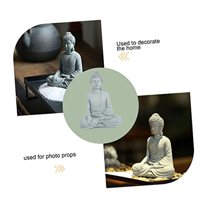 Delicate Sandstone Buddha Figurine Chinese Style Micro Landscape Decor for Home Balcony Zen Garden Ornament Indoor Outdoor Meditation Accessory