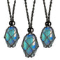 Natural unprocessed crystal raw stone hand woven rope adjustable necklace pendant for both men and women - color: C-3pcs Labradorite