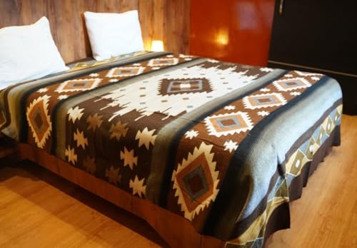 AHUAY Premium Hypoallergenic Alpaca Wool Blanket – Queen Size 94X78 - Ultra Soft Warm Lightweight Andean Geometric Throw, Handmade in Ecuador (Tungurahua Brown Coffee) - color: Tungurahua Brown Coffee, size: Queen (94" x 78")