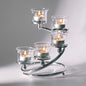 1Pc Silver 5-arm Metal & Glass Tea Light Candle Holders for Table Centerpiece, Glass Votive Tealight Holders/Candelabra Candlestick Holders for Wedding,Party, Anniversary,Christmas - color: Silver
