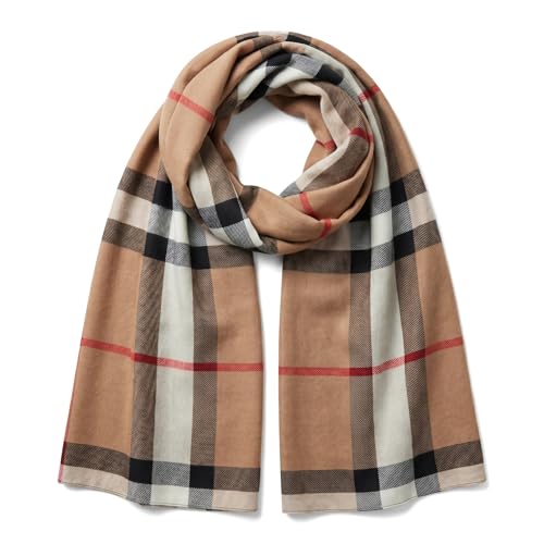Soft Silky Pashmina Shawl Wrap for Women,Lightweight Spring, Elegant Wrap for Spring Wedding & Travel - color: Coffee Grid