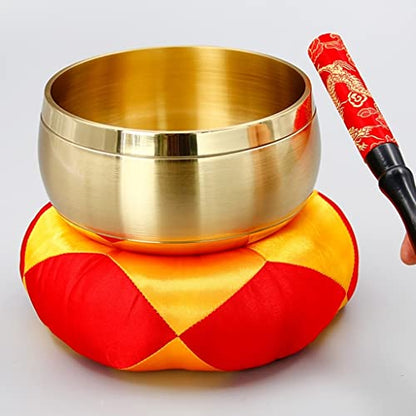 Tibetan Singing Bowl Meditation Set, Handmade Buddhist Music Bowl, Used for Yoga Prayer and Mindfulness Nepal Meditation Mat Accessories(7in)