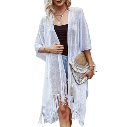 Sparkle Metallic Evening Shawls for Women formal Party Dresses Beach Travel Cardigan Shawl Wrap for Swimsuit - color: F-white