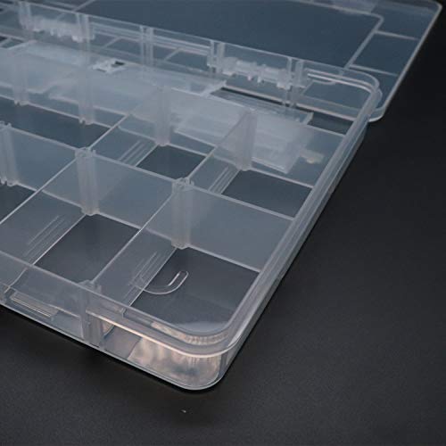 Xiaoyztan Clear Plastic Organizer, 18 Grids with Adjustable Dividers, Jewelry Box Bead Storage Container for Small Parts, Fishing Tackle, DIY Crafts, and Earrings, Overall 7.9 x 5.7 x 1.1 inch - size: 7.9x5.7x1.1 in