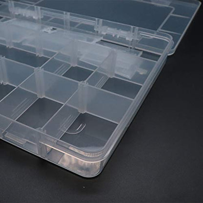 Xiaoyztan Clear Plastic Organizer, 18 Grids with Adjustable Dividers, Jewelry Box Bead Storage Container for Small Parts, Fishing Tackle, DIY Crafts, and Earrings, Overall 7.9 x 5.7 x 1.1 inch - size: 7.9x5.7x1.1 in