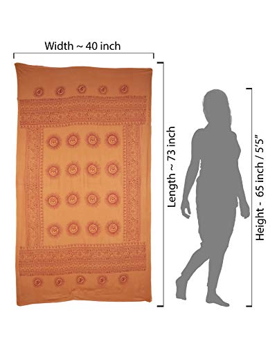 Yoga Scarf Meditation Shawl Large Wrap Hindu Prayer Stole OM print - color: Orange