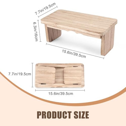 Wooden Step Stool - 9'' One Step Stool for Adults, Wooden Beside Step, Heavy Duty/Portable/Nonslip/Durable Construction Safe Step for Bedroom/Kitchen (Light Wood)