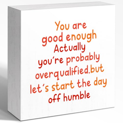 WUZYOU Inspirational Wood Box Sign 5x5 Inch - You Are Good Enough Motivational Plaque for Wall & Desk Decor, Perfect Positive Affirmation Gift - style: You are Good