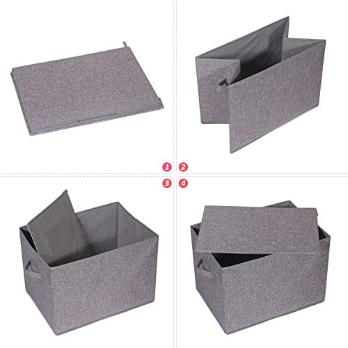 2 Pack Large Foldable Storage Box with Lids Fabric Storage Cube Organizer Cloth Containers Bins Baskets for Closet Clothes Clothing Bed Room