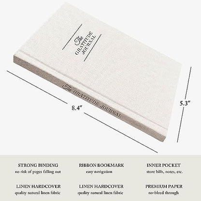 The Gratitude Journal - for More Mindfulness, Happiness, Positive Vibes, Affirmations, Productivity, and Self Reflection -Undated Daily Journal - color: Beige