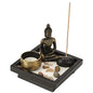 Desktop Zen Garden Kit, Mini Buddha Statue Tealight Candle Holder Ornament for Yoga Meditation Home Table Decor Gift