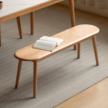 100% Solid Oak Wood Dining Bench, 39.5'' Entryway Bench Ottoman End of Bed Benches with Rounding Corner Design for Kitchen Dining Room Living Room Bedroom, Natural - size: 39.6inch-Oak-Round Corner