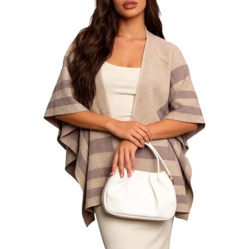 LEO'VASE 2025 Fall Fashion Must Haves Classic Stripes Shawl Wraps for Women - Winter Clothing Essential - size: Medium