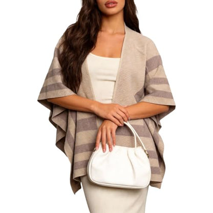 LEO'VASE 2025 Fall Fashion Must Haves Classic Stripes Shawl Wraps for Women - Winter Clothing Essential - size: Medium
