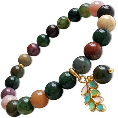 TEJO Natural Stone Bracelet for Women - size: 6.5 inches, style: Indian Agate