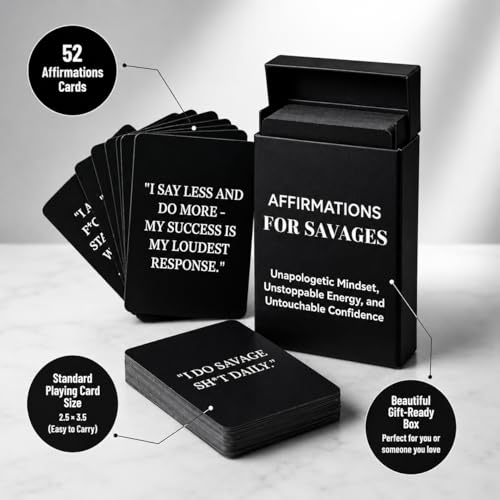 Isaac Liev Daily Affirmation Cards for Women & Men – 52 Motivational Affirmations Deck for Mindset & Inspiration | Cool Gifts for Him & Her, Best Friend, Coworkers, Office & Birthday - style: Savage Affirmation