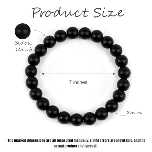 Natural Energy Healing Stone Charm Bracelet 8mm Natural Energy Healing Lava Rock Bracelet - Unisex - color: ZLY-Black scrub