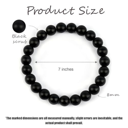 Natural Energy Healing Stone Charm Bracelet 8mm Natural Energy Healing Lava Rock Bracelet - Unisex - color: ZLY-Black scrub