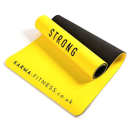 Large Exercise Mat – Extra Thick 10mm Workout Mat (72"x32") – Non-Slip TPE Yoga Mat for Women & Men – Pilates, HIIT, Fitness & Home Gym Mat – Includes Free Carry Bag - color: Yellow - Printed