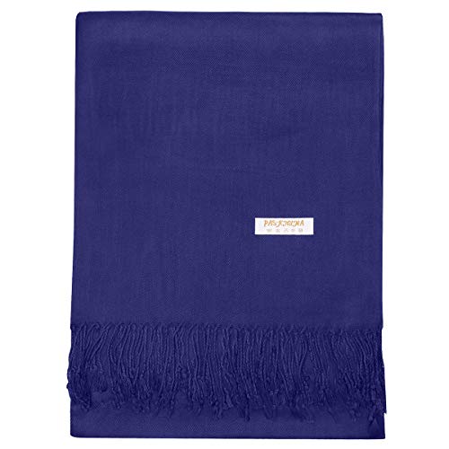 Falari Women's Soft Solid Color Pashmina Shawl Wrap Scarf, for Wedding, Bridesmaid Gifts, Evening Dress - color: Navy Blue