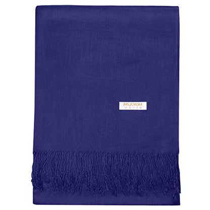 Falari Women's Soft Solid Color Pashmina Shawl Wrap Scarf, for Wedding, Bridesmaid Gifts, Evening Dress - color: Navy Blue