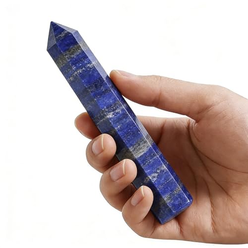 Natural Stone and Crystals Point Wand Reiki Healing Stone Rose Quartz Amethyst Home Decor Mineral Stones Crafts (5.9inch Wand Lapis Lazuli) - color: 5.9inch Wand Lapis Lazuli