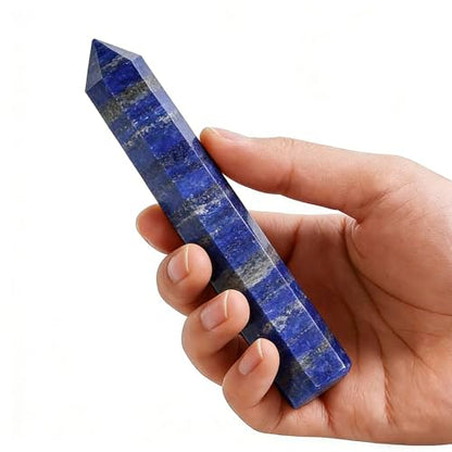 Natural Stone and Crystals Point Wand Reiki Healing Stone Rose Quartz Amethyst Home Decor Mineral Stones Crafts (5.9inch Wand Lapis Lazuli) - color: 5.9inch Wand Lapis Lazuli