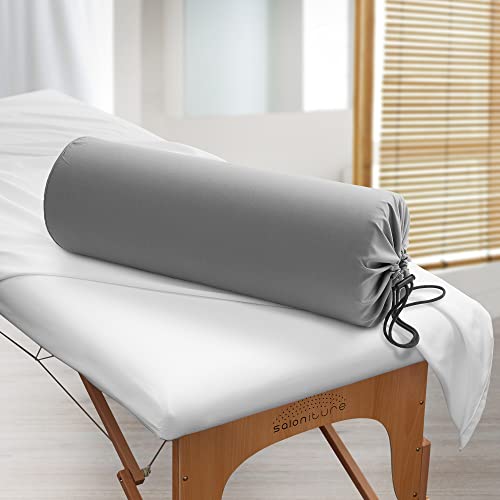 Saloniture Microfiber Cylinder Pillow Case Cover for Massage Table Bolsters - 30 x 9 Inch with Drawstring Closure, Gray - color: Gray