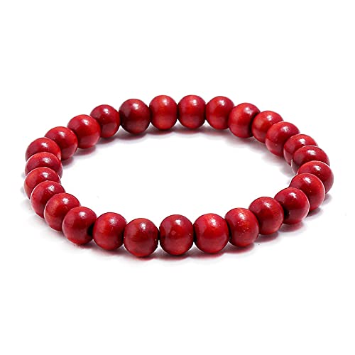 7/8/15Pcs Classic Natural Sandalwood Wooden Beaded Bracelet Set Vintage Elastic Round Strand Wood Tibetan Bracelet Set for Men Women Meditation Buddhist Mala Prayer Jewelry