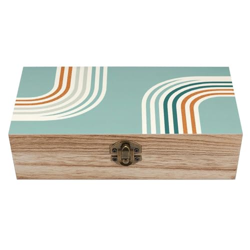 Simple And Minimalistic Lines Wooden Storage Box with Hinged Lid And Front Clasp Large Keepsake Box Aesthetic Jewelry Box Wooden Container Desk Organizer