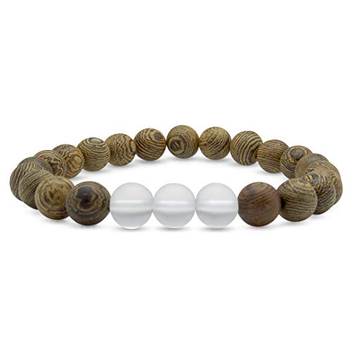 Natural Wood and Authentic Stone Bead Bracelets - Handmade Fashion Jewelry for Men and Women