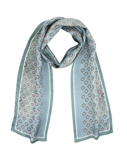 100% Silk Scarf for Women 59”*6.3” Long Shawls for Headscarf and Neck- Oblong Hair Wraps with Gift Packed - color: Blue
