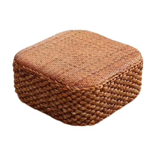 Rattan Cushion for Floor Seating, Meditation Pad for and Relaxation, Dark Square Stool - color: Dark Square Stool