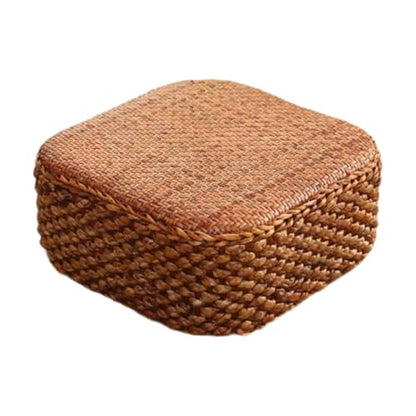 Rattan Cushion for Floor Seating, Meditation Pad for and Relaxation, Dark Square Stool - color: Dark Square Stool
