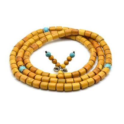Zen Dear Natural Golden Sandalwood Mexican Bocote Mala Prayer Bead Bracelet Link Wrist Necklace Mala Beads - style: 8mm 108 beads barrel special