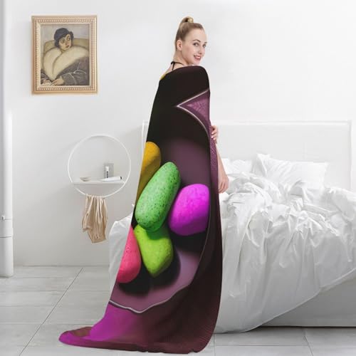 Yoga Meditation Print Large Fleece Throw Blanket 60" X 80" Plush Flannel Blankets for Sofa Couch Bed