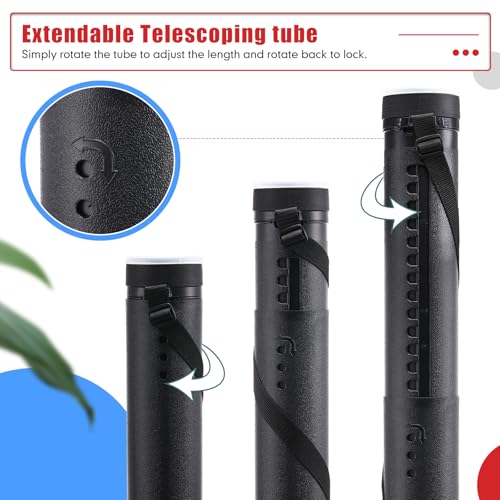 Yahenda 6 Pcs Expandable Blueprint Tubes Bulk Expand from 24" to 40" Poster Tube with Strap Storage Tubes with Cap Portable Round Carrying Case for Documents Blueprints Drawings Art(Red, Blue, Black) - color: Red, Blue, Black