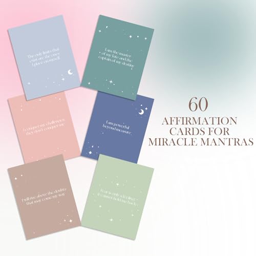 XKDOUS Affirmation Cards for Women, 3.5" x 5.7" 60 Daily Positive Affirmation Cards, Motivational Cards with Miracle Mantras, Birthday Inspirational Friendship Gifts, Desk Decor Gifts