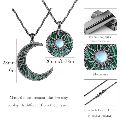 Yin Yang Necklaces for Women Men 925 Sterling Silver Pendant Necklace Yin Yang Jewelry for Women Men Couples - style: Sun Moon #6