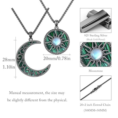 Yin Yang Necklaces for Women Men 925 Sterling Silver Pendant Necklace Yin Yang Jewelry for Women Men Couples - style: Sun Moon #6
