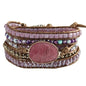 Handmade Boho Wrap Bracelets Natural Turquoise Crystal Stone Variety Beaded Strand Bracelet - color: Red Agate #2