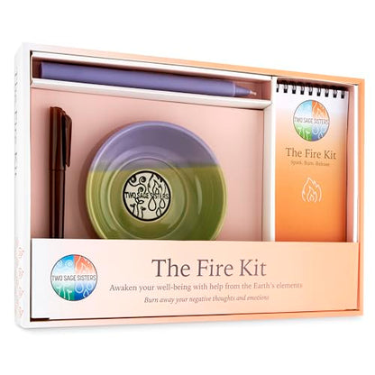 The Fire Kit - Burn Negative Thoughts for Stress Relief and Healing - Give the Gift of Peace of Mind - Self Care Kit By Two Sage Sisters